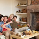 Young couples in cosy cottage